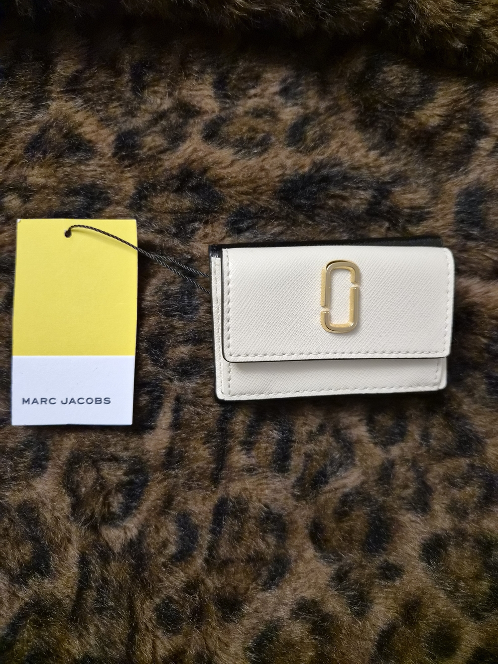 Marc Jacobs Ivory Compact Card Wallet with Gold Logo